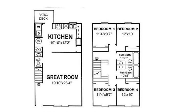 Layout of whole house. 12'x10' room available. - Townhouse Room Available for Rent!