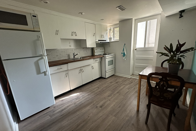 Kitchen (showing natural light only) - Spacious studio basement apartment walking distance to St. George Campus (in Annex Neighbourhood)