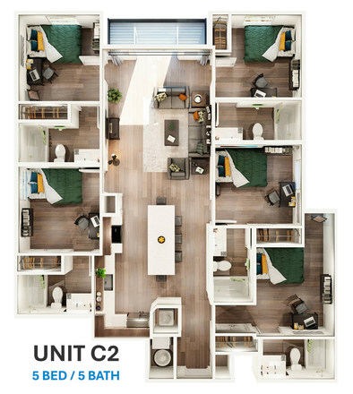 Bedroom 1 is bottom righthand corner - The Nest on Dryden Apartments