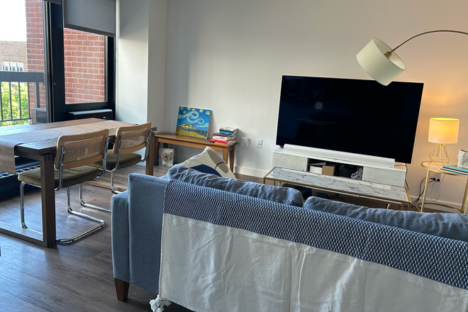 Living room - *SUBLET* [12/7/25 - 1/17/26] $2500 for Furnished 2 Bed/1.5 Bath Duplex - Soldiers Field Park on HB Apartments