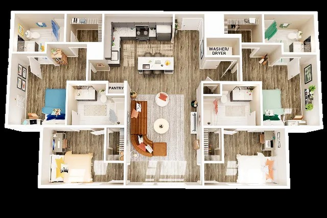D1 Furnished Floor Plan Picture - Union Apartment