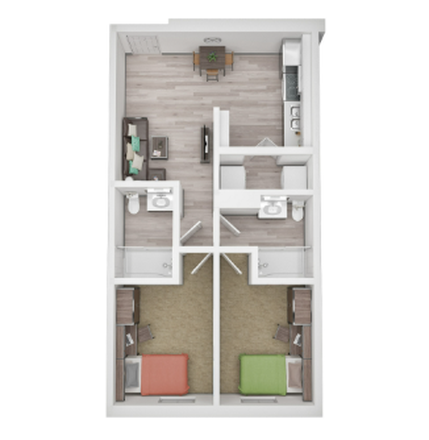 Room Floor Plan - Twelve North Apartments, Very close to campus