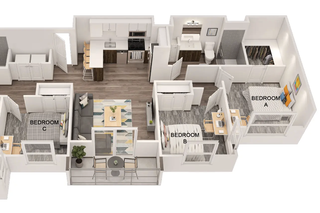 3D rendering of the entire floorplan - Social 28