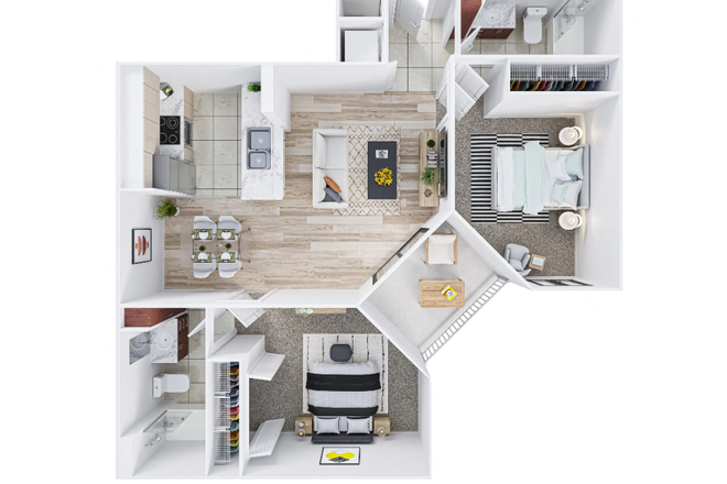 Floor Plan - Newly Renovated 2 Bedroom Apartment at Red Road Commons