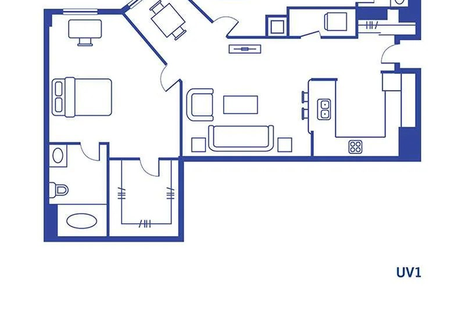 Floor plan (the room on the left is being sublet) - University View: 1 Room with Bath in 2x2 XL Apartment (Shared Housing, Summer 2025 Sublet)