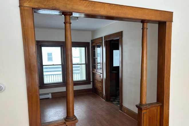 Dining room viewed from living room - Newly renovated big one-bedroom apartment in a fabulous Victorian