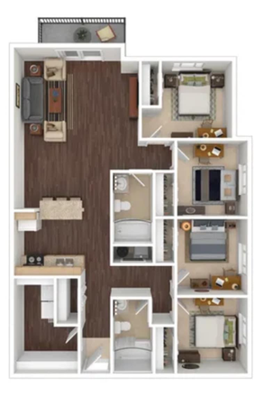 Here is the floorplan of the unit. You would be staying in the bedroom at the top right of the photo. - Hunter's Ridge/Collegiate Suites Apartments