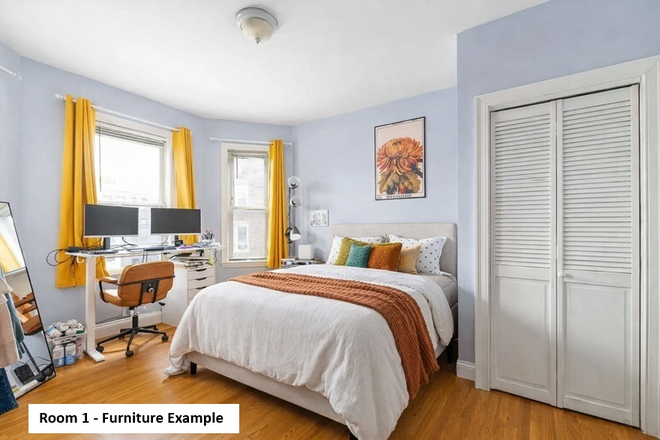 Room 1 Furnished Example - 2 Rooms Available in 3Bed/2Bath Bright Remodeled Condo - AC + W/D In Unit