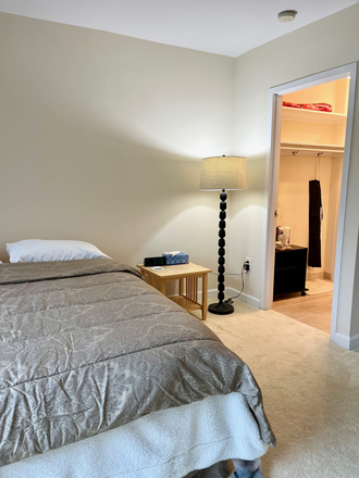 Partial furnishings include bed, lamp, side table, desk & TV - PRIME ROSSLYN LOCATION Close to Metro  Renovated Spacious Studio Apartment 401 SF , GU, GWU