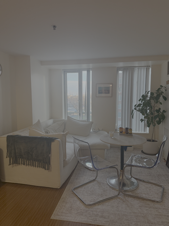 Living room - One Western Avenue, on HBS campus apartment, ~5 minute walk from Cambridge.