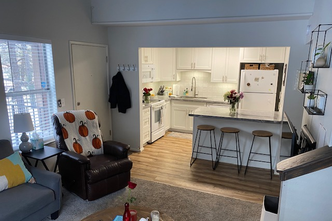 kitchen/living room - **UNIVERSITY MEADOWS, NEXT TO CLINE LIBRARY* 1 Private Bedroom/1Bath available in a 2Bed/2Bath Cond Condo