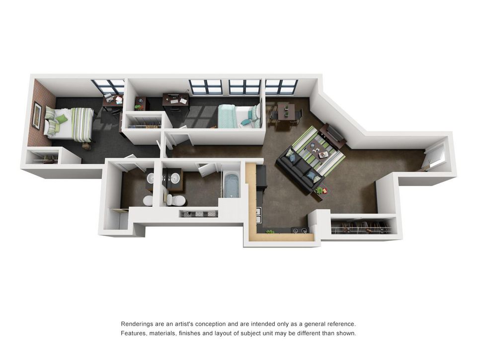 Depaul University Off Campus Housing Search Tailor Lofts 2br Zoom Image 2 Bedroom Bathroom Floor Plan