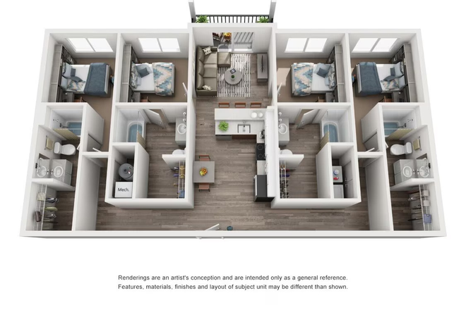 Floor Plan, Listed room is room at the end of the hallway on the right of the entrance - The Locale Fayetteville Apartments Unit C302-D