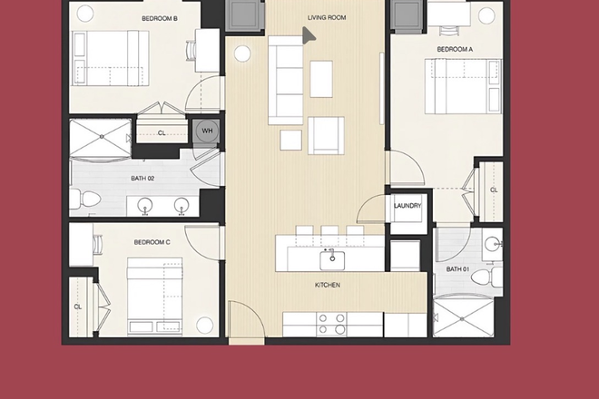 room type C - The Nest at 1324 – Modern Student Housing near Temple University Apartments