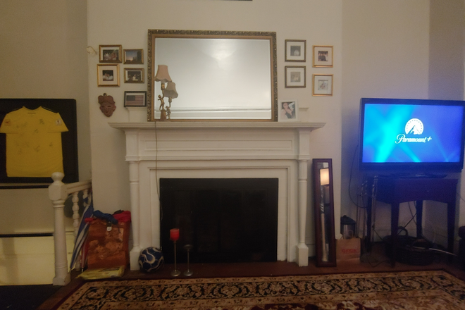 Fireplace in Living Room. - SPRING Semester/ 2026. Fully furnished Grand Duplex/ Back Bay/ Beacon St. Elec, cable incl. Duplex