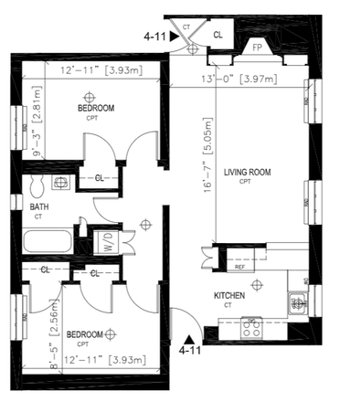 floor plan - HUH apartment (2b1b) at Botanic Gardens