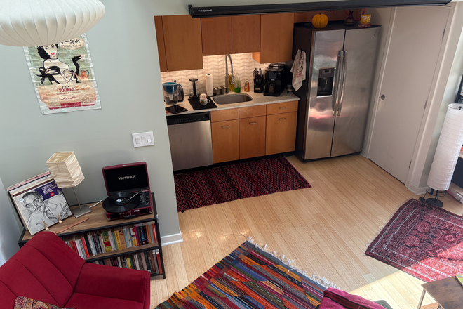 Living/Dining Room and Kitchen - Spring/Summer:Furnished 1BR apt-Moore St-Princeton