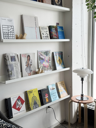 Living Room Bookcase - Modern 1 Bedroom Apartment Sublet - Peabody Terrace