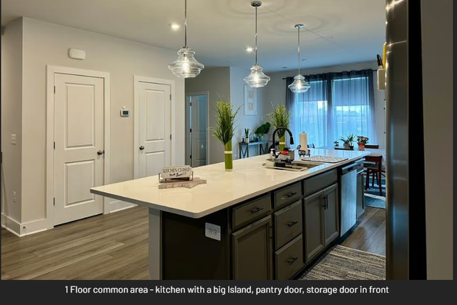 1st Floor common area-kitchen with a big island , pantry door, storage door in front - 1 Private Room for rent individually in New Construction Condo VCU