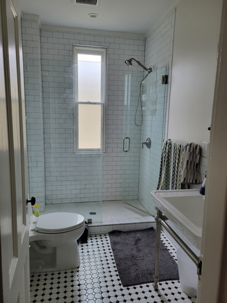 bathroom - Furnished bedroom, walk to Longwood, apt share with HMS researcher, $1200. or $1400., all inclusive