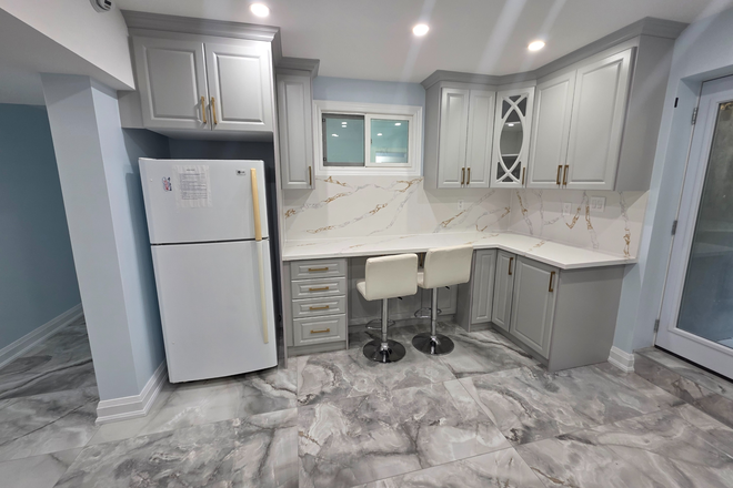 Kitchen - Private Furnished Room for Rent in a Newly Renovated Basement Duplex