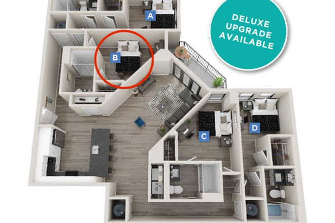 Floorplan - The Standard 4x4 Summer Sublet - $950/month! Apartments