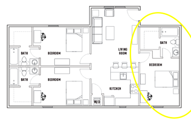 Floorplan and bedroom layout - Lodges of East Lansing Sublease available ASAP