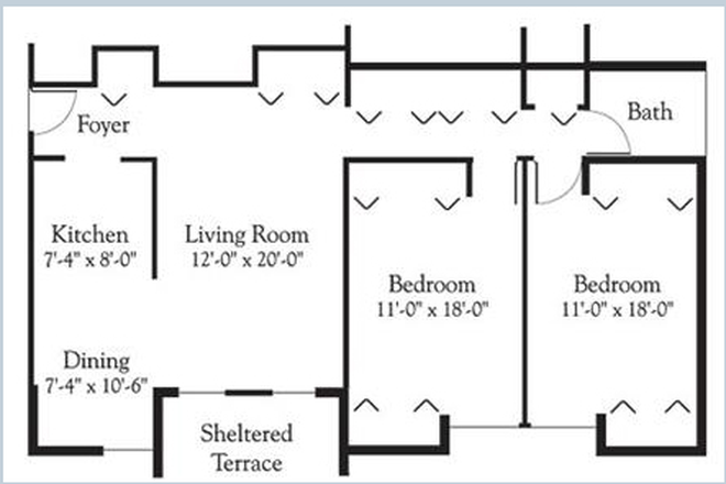 floorplan - Brandywine Apartments, Available Dec 18, 2025, partial lease takeover, 1 roommate still there, 2br1b