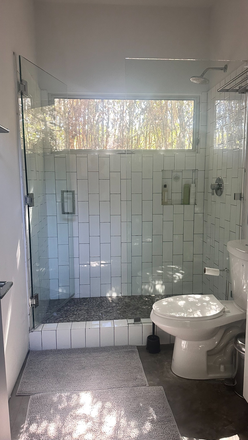 shower - Quiet studio+high ceiling+wide glass doors+garden +deck +laundry and free street Parking. Apartments