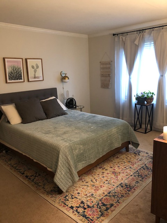 Bedroom, window, bath, large closet. - Villager East Condo, great neighborhood street, next to Starbucks, mall, and bus stop.