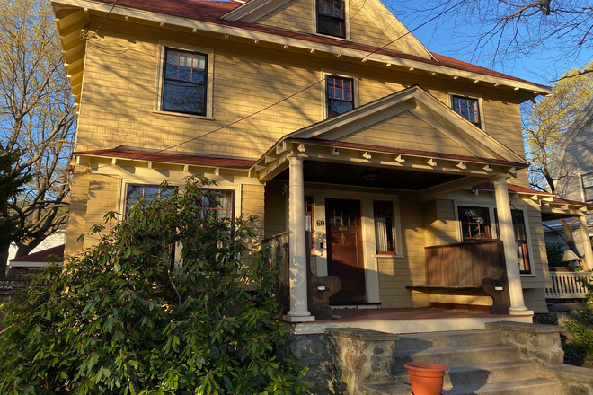 front of house - room and private bath suite in private home close to Bus line in West Medford