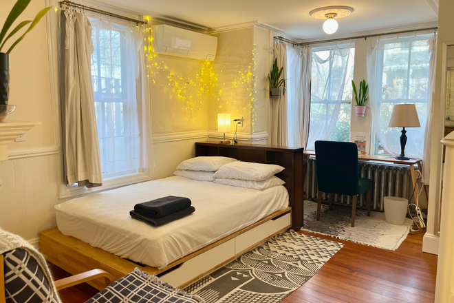 Bed area - Studio in Victorian on Somerville/Cambridge border - Flexible lease