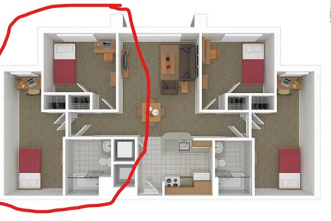 The two rooms available. - 2 Rooms, Spring 2026, Lease Transfer, South Campus Commons