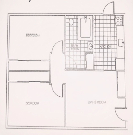 floorplan of the apt. - 2 Bedroom, 1 Bath at Knollwood apts., ~15-30 min walk to campus, looking for 1 roommate