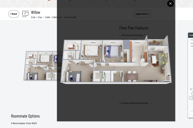 Floor plan - Room Available in Foxridge 3BR Apartment - Spring 2025