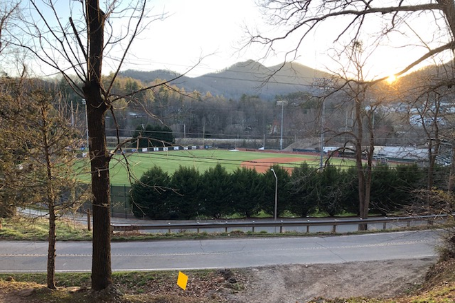 Baseball View from Front Porch - 2 Bedroom Apt:  Watch WCU Baseball from Front Porch!!  Walk to WCU campus!!!!