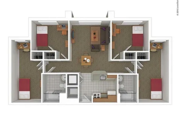 Floor plan for entire unit - South Campus Commons Apartment Unit No 6414 Located In Building 6