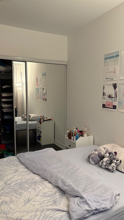 Bedroom - Furnished bedroom in a two-bedroom, one-bathroom apartment featuring a spacious