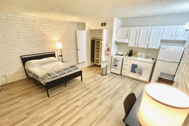 Spacious living area. - Studio Apartment+U of A Off-Campus+Private+No Shared Space+Walk to U of A!