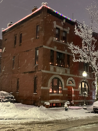 House after snowfall - Brownstone