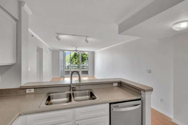 Kitchen through Living Area to Balcony - DaVinci Condo Bldg - 2 Bed 2 Bath Rental in Secure Building - Available NOW