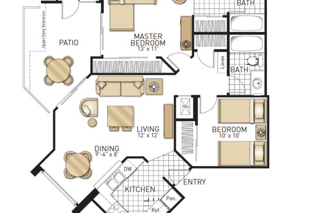 Floor Plan - Male Housing Shared Master Bedroom in Harvard Court