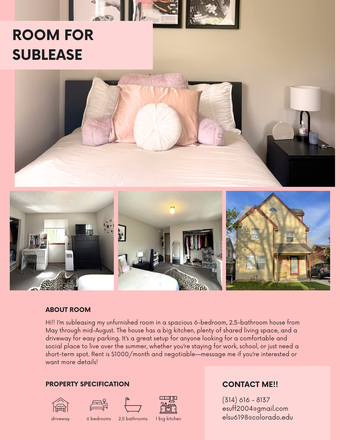 Please reach out if interested! - Summer Sublet on 18th St!