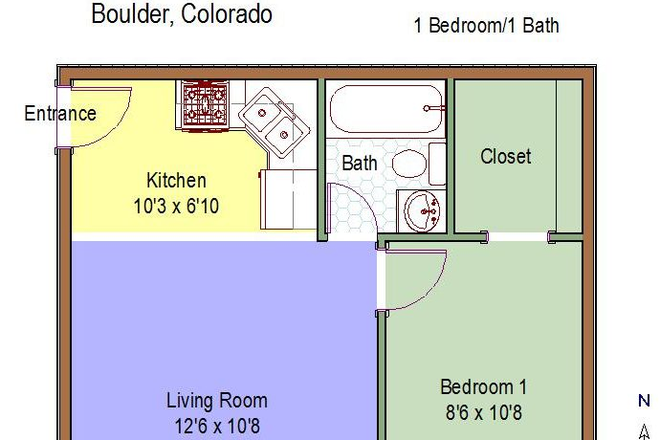 floorplan - Sublease 1 BR/1BA (Apt 13)