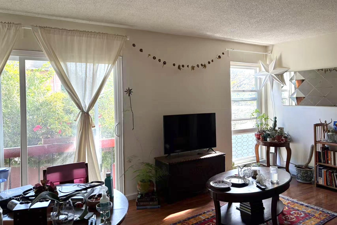 Bright living room with great natural light! Note: Furniture shown belongs to previous tenants to show spatial potential. - PRICE DROP: Single in 2B/1B • Share w/ 1 Female Roommate • Early June - Mid Aug • Parking Space