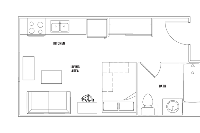 Floorplan - Studio Apartment at Puerta Del Sol Apartments