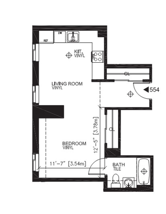 Full floor plan - Nicely Furnished Studio Apartment, 1 Western Ave, HBS campus, Winter