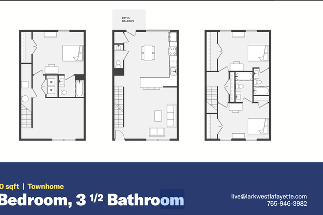 Townhouse Floor Plan - Lark West Lafayette Townhomes