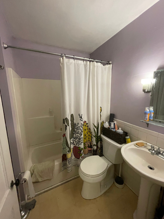 bathroom with tub/shower, bidet, storage - Noho Downtown Victorian Rental