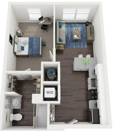 1x1 Bedroom Floor Plan - Park West